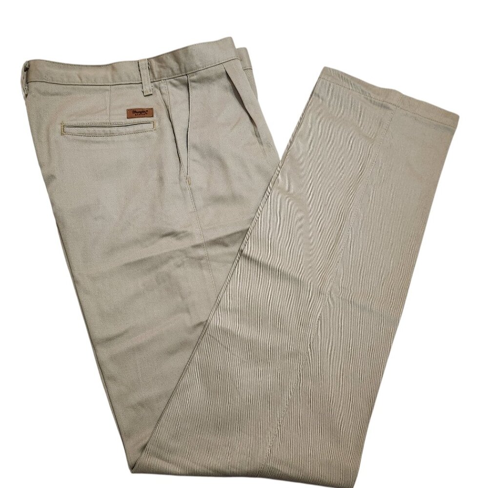 Men's WRANGLER RIATA Khaki Pleated Dress Pants 32X36